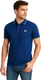 Mens Piqu Polo T-Shirt | Cotton Rich, Smart Fit Polo with Embroidered Logo | Casual & Sports Wear | Polo T-Shirt for Men
