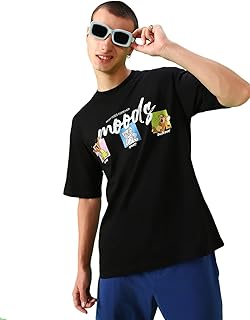 Men's Tom & Jerry 100% Cotton T-Shirt - Oversized Fit, Round Neck, Half Sleeves