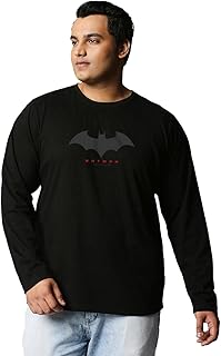 Official DC Merchandise Batman Men's 100% Cotton Graphic Print Regular Fit Round Neck Plus Size T-Shirt