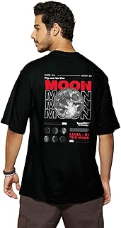 Official NASA Merchandise Men's 100% Cotton 220 GSM Graphic Print Oversized Fit Round Neck T-Shirt