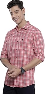 Men's Cotton Regular Fit Checkered Full Sleeves Cutaway Collar Casual Shirt