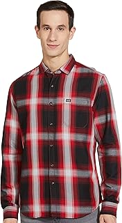 Men's Cotton Slim Fit Checkered Full Sleeves Spread Collar Casual Shirt